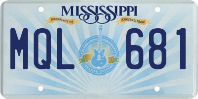 MS license plate MQL681