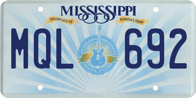 MS license plate MQL692