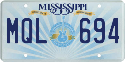 MS license plate MQL694
