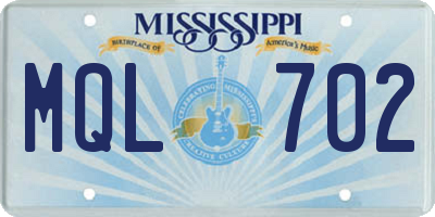 MS license plate MQL702