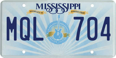 MS license plate MQL704