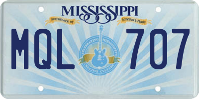 MS license plate MQL707