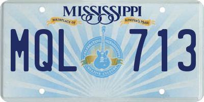 MS license plate MQL713