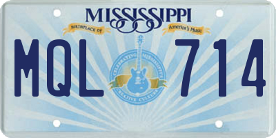 MS license plate MQL714