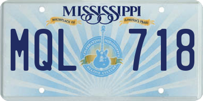MS license plate MQL718