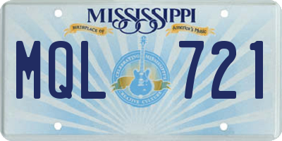 MS license plate MQL721