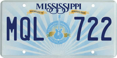 MS license plate MQL722