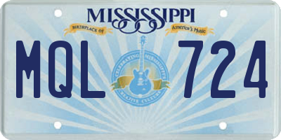 MS license plate MQL724
