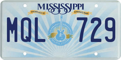 MS license plate MQL729