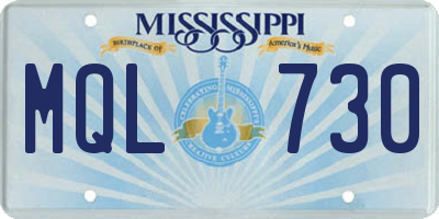 MS license plate MQL730