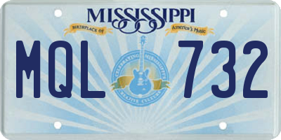 MS license plate MQL732