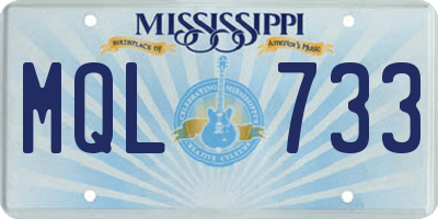 MS license plate MQL733