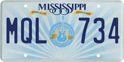 MS license plate MQL734