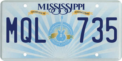 MS license plate MQL735