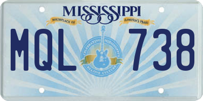 MS license plate MQL738