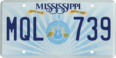 MS license plate MQL739