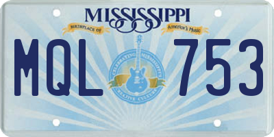 MS license plate MQL753