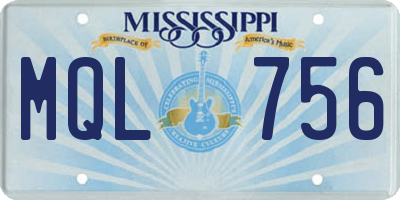 MS license plate MQL756