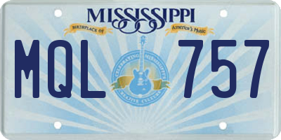 MS license plate MQL757