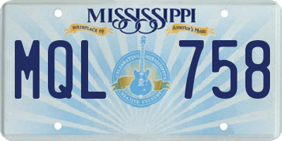 MS license plate MQL758