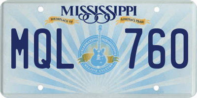 MS license plate MQL760
