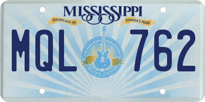 MS license plate MQL762
