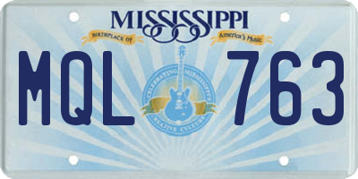 MS license plate MQL763