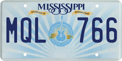 MS license plate MQL766