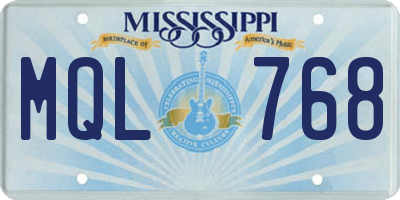 MS license plate MQL768