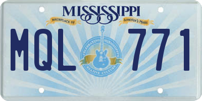 MS license plate MQL771
