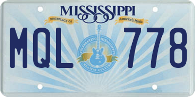 MS license plate MQL778