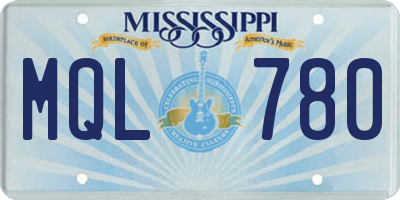 MS license plate MQL780