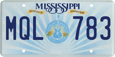 MS license plate MQL783