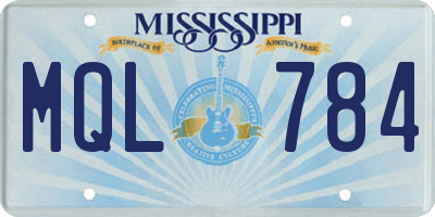 MS license plate MQL784