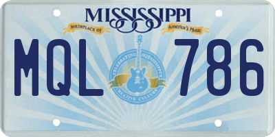 MS license plate MQL786