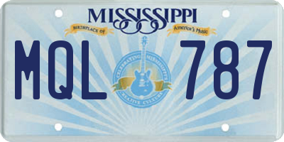 MS license plate MQL787