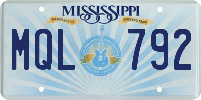 MS license plate MQL792
