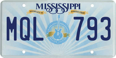 MS license plate MQL793