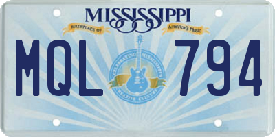 MS license plate MQL794