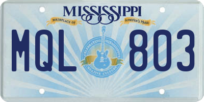 MS license plate MQL803