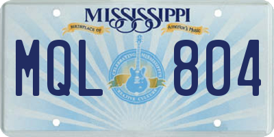 MS license plate MQL804