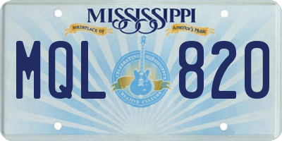 MS license plate MQL820