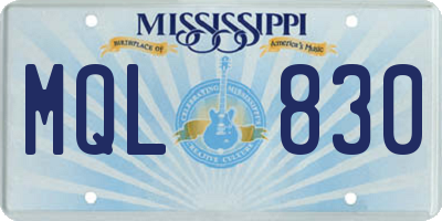 MS license plate MQL830