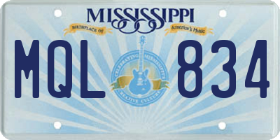 MS license plate MQL834