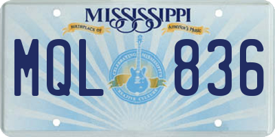 MS license plate MQL836