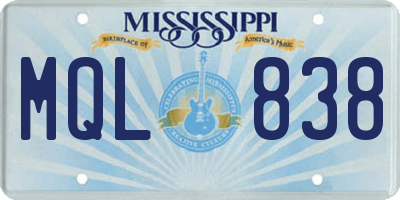 MS license plate MQL838