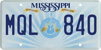 MS license plate MQL840