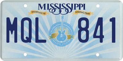 MS license plate MQL841