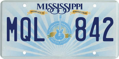 MS license plate MQL842