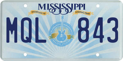 MS license plate MQL843
